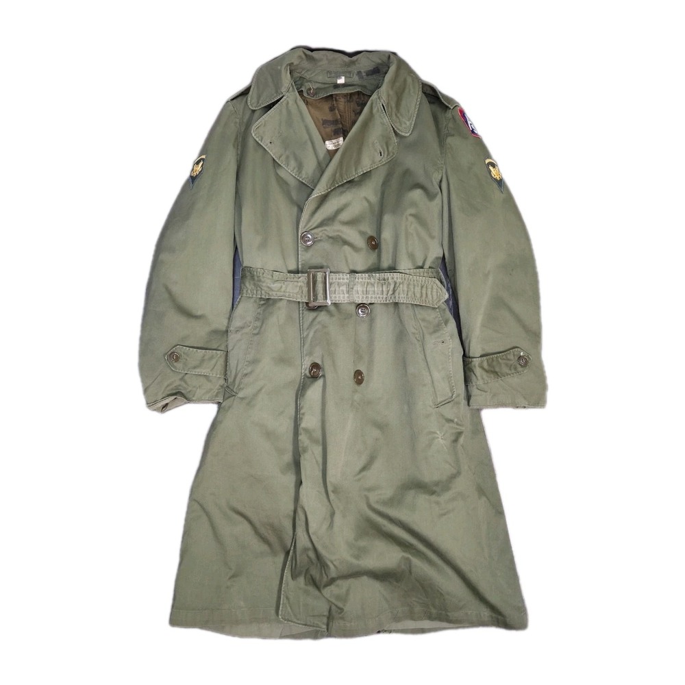 Vtg 1951 M1950A OG107 Military Overcoat W/Liner Korean War US 3rd Army Patch Med